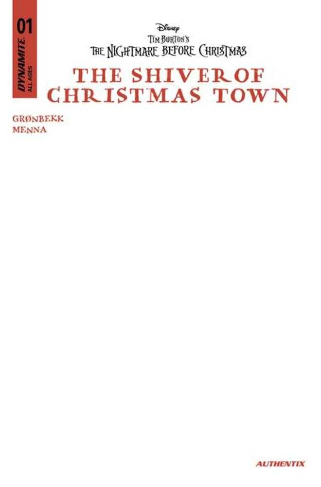 Tim Burtons The Nightmare Before Christmas The Shiver Of Christmas Town #1 Cover E Blank Authentix Variant