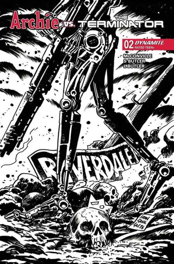 Archie vs The Terminator #2 Cover K Francesco Francavilla Line Art Variant