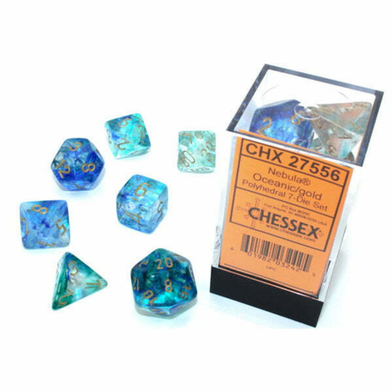 Chessex Dice - Nebula - Oceanic/Gold