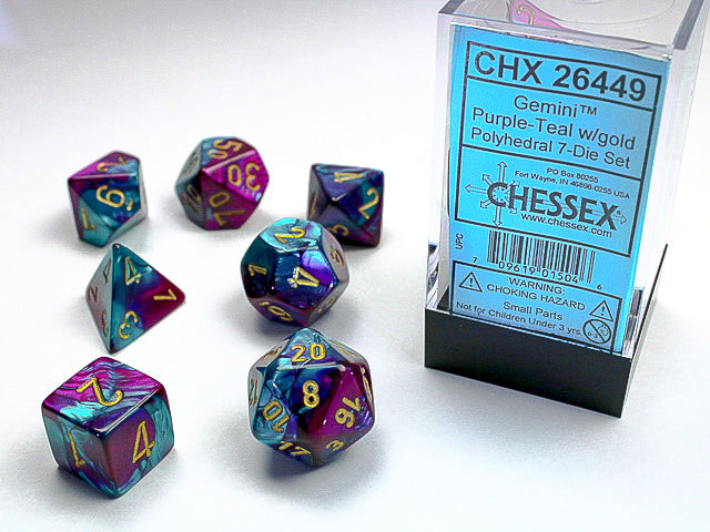 Chessex Dice - Gemini - Purple-Teal/Gold