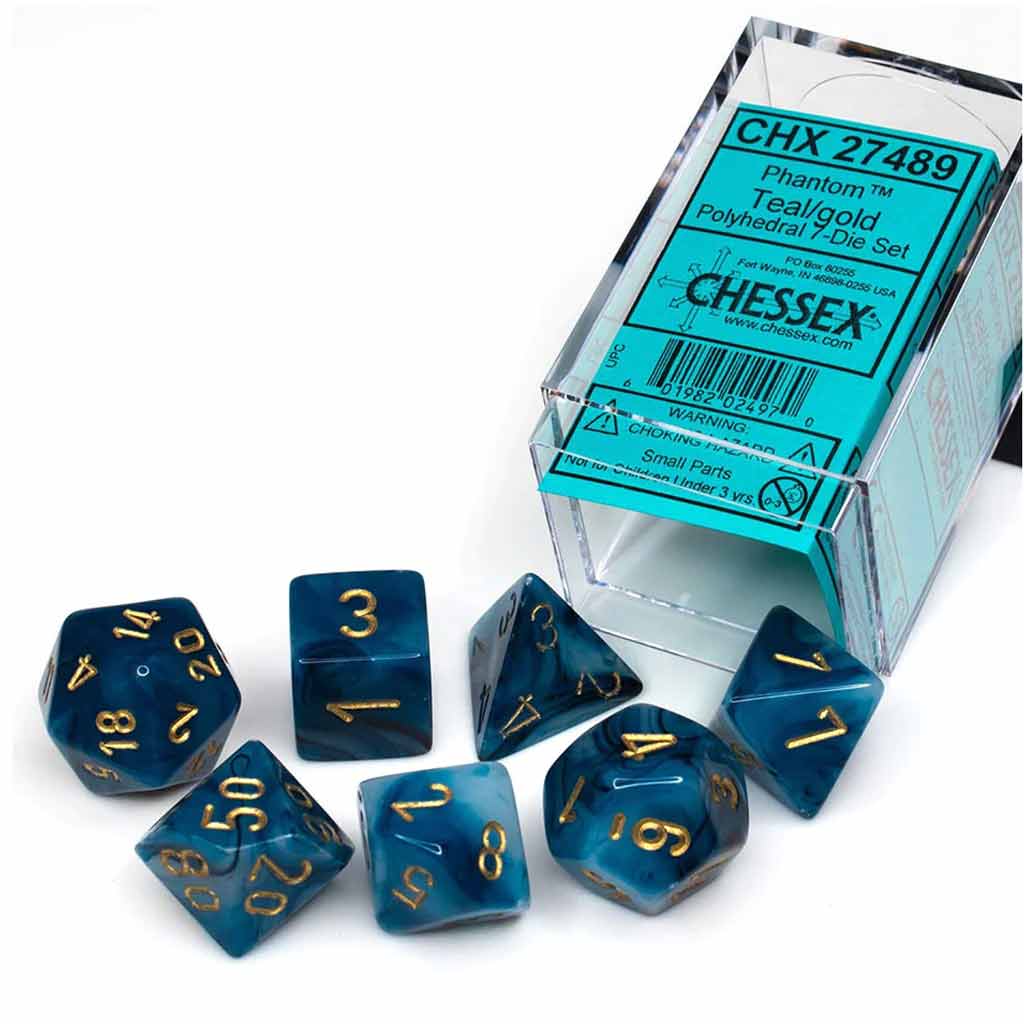 Chessex Dice - Phantom - Teal/gold