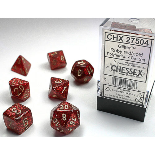 Chessex Dice - Glitter - Ruby Red/Gold
