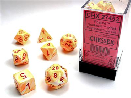 Chessex Dice - Festive - Sunburst/Red