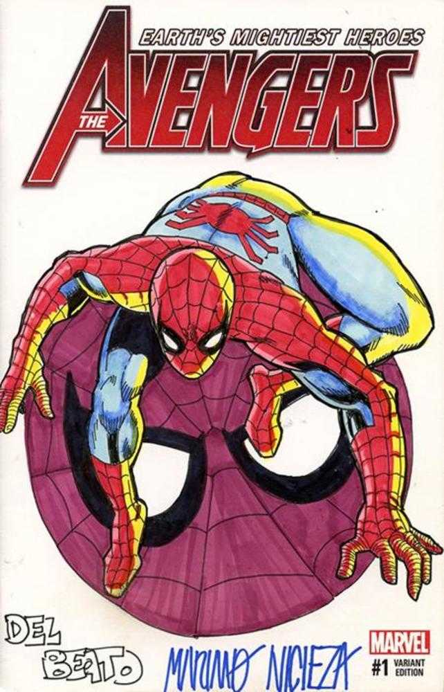 Df Marvel Comics Commissioned Cover Art Signed And Remarked By Mariano Nicieza And Joe Delbeato With A Spider-Man Sketch