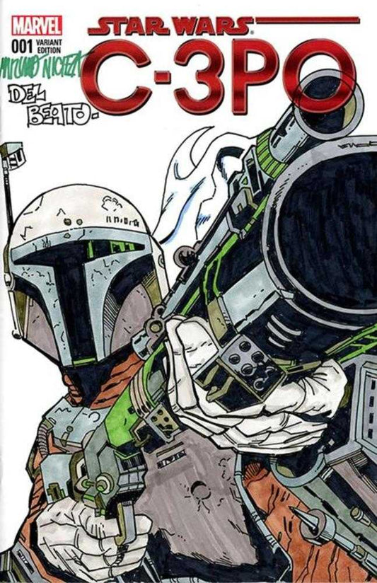 Df Marvel Comics Star Wars Commissioned Cover Art Signed And Remarked By Mariano Nicieza And Joe Delbeato With A Mandalorian Sketch