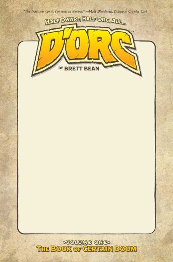 Dorc TPB Volume 01 2nd Printing Direct Market Exclusive Blank Sketch Cover
