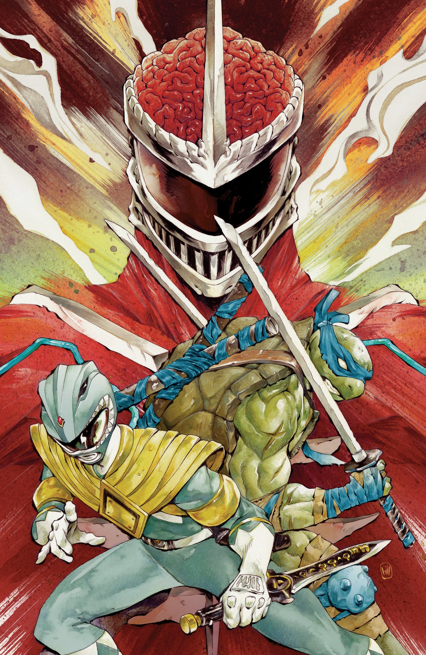 Mighty Morphin Power Rangers/Teenage Mutant Ninja Turtles III #4 F 1 in 25 Variant Edition (Full Art, Hill)