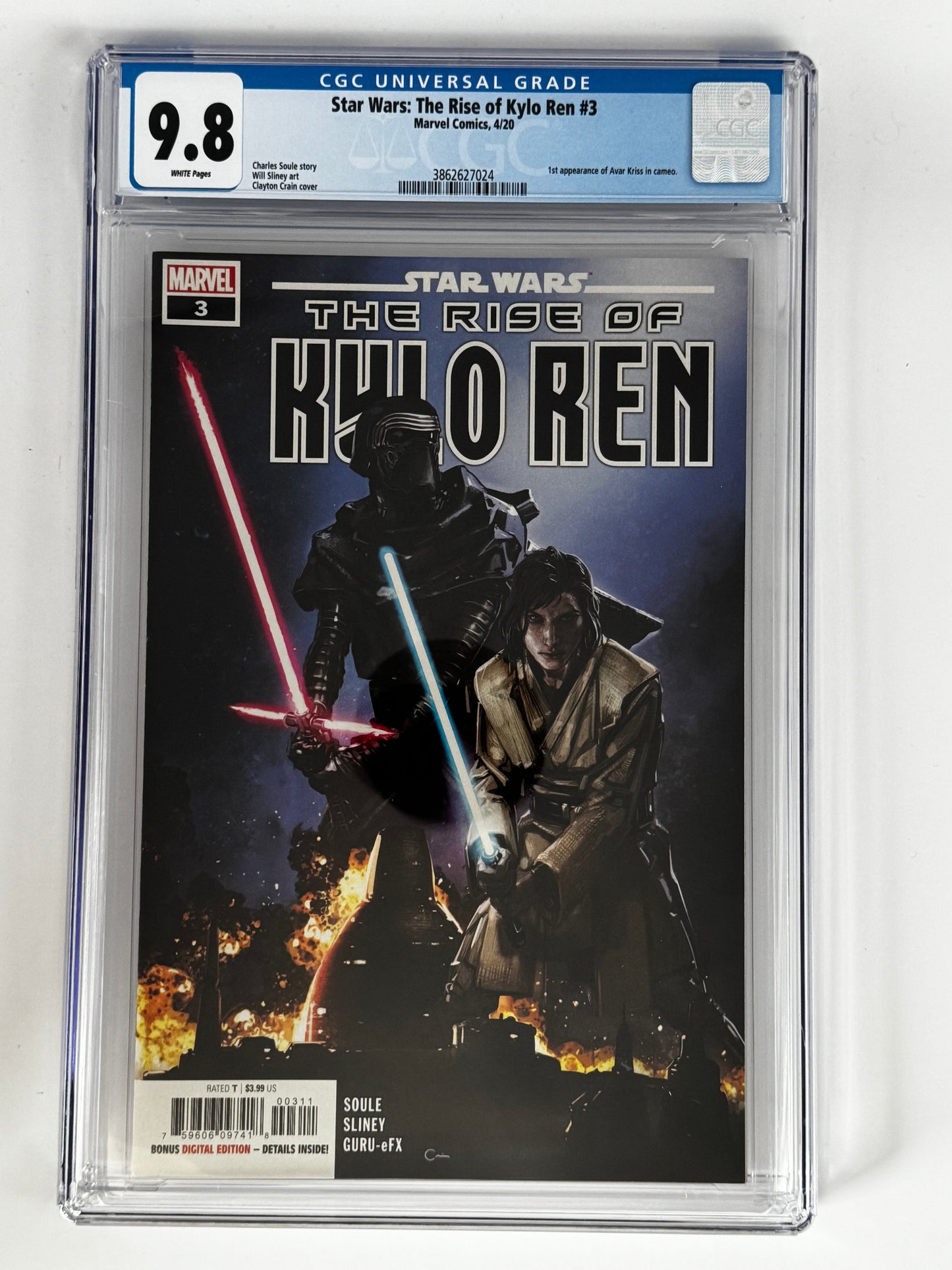 STAR WARS THE RISE OF KYLO REN #3 1ST APPEARANCE OF AVAR KRISS IN CAMEO CLAYTON CRAIN VAR CGC 9.8 BLUE LABEL [IN STOCK]