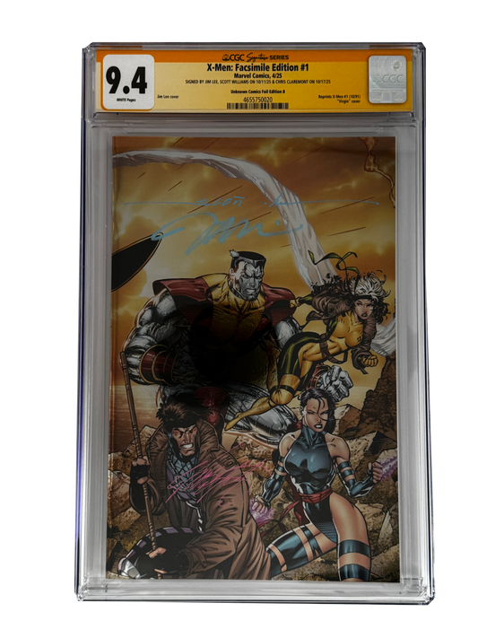 [TRIPLE SIGNED CGC YELLOW LABEL 4 PACK FOIL] X-Men 1991 #1 Facsimile Jim Lee | Claremont |  Williams Cover Var [Set #2]