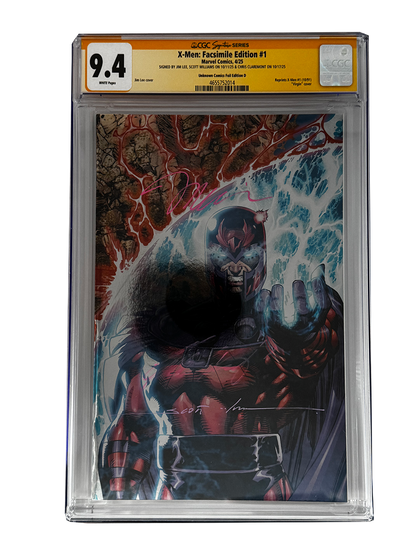 [TRIPLE SIGNED CGC YELLOW LABEL 4 PACK FOIL] X-Men 1991 #1 Facsimile Jim Lee | Claremont |  Williams Cover Var [Set #1]
