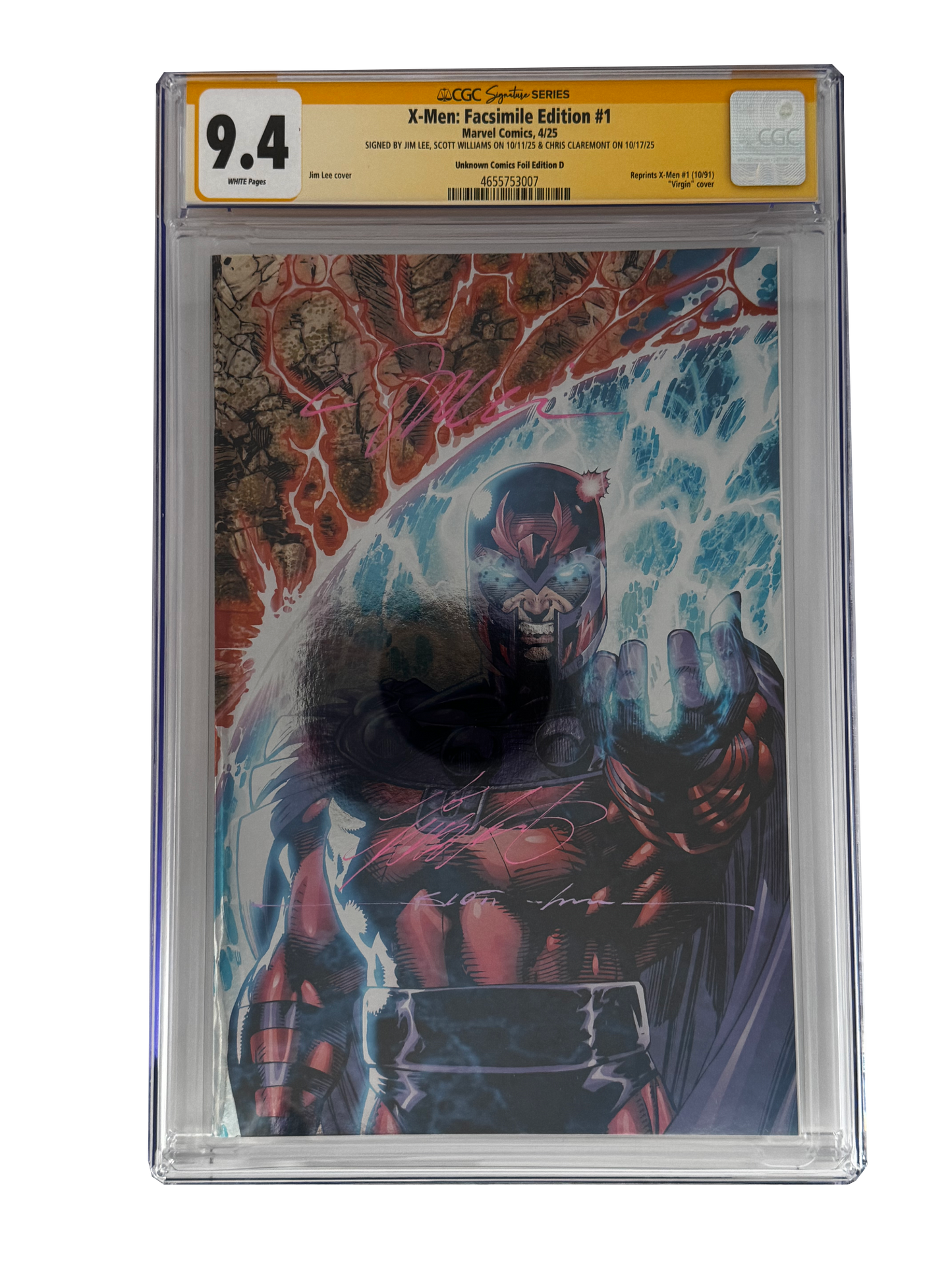 [TRIPLE SIGNED CGC YELLOW LABEL 4 PACK FOIL] X-Men 1991 #1 Facsimile Jim Lee | Claremont |  Williams Cover Var [Set #4]