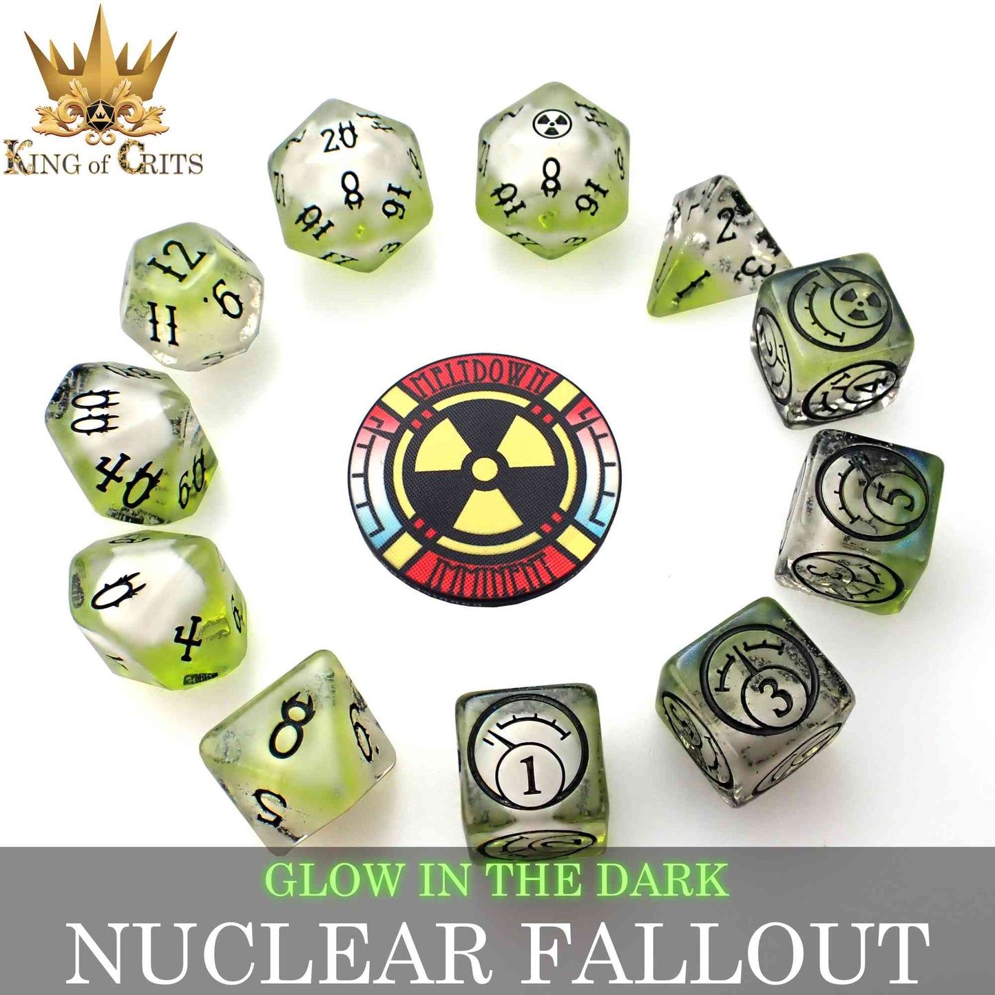 Nuclear Fallout 11 Dice Set (Glow)