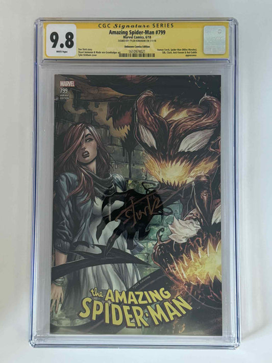 [Signed by Tyler Kirkham] Amazing Spider-Man #799 CGC 9.8 Yellow Label Exclusive Var