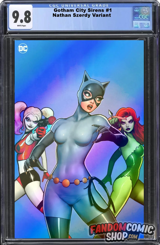 GOTHAM CITY SIRENS #1 (NATHAN SZERDY EXCLUSIVE HOMAGE FOIL VIRGIN VARIANT)(2024) ~ CGC Graded 9.8