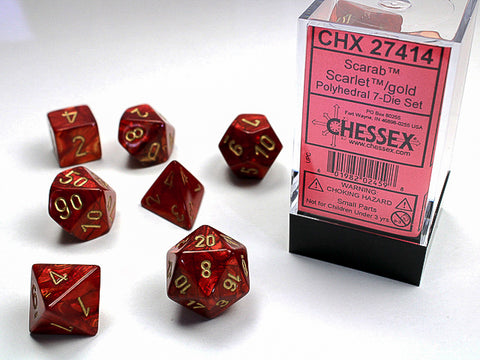 Chessex Dice - Scarab - Scarlet/Gold