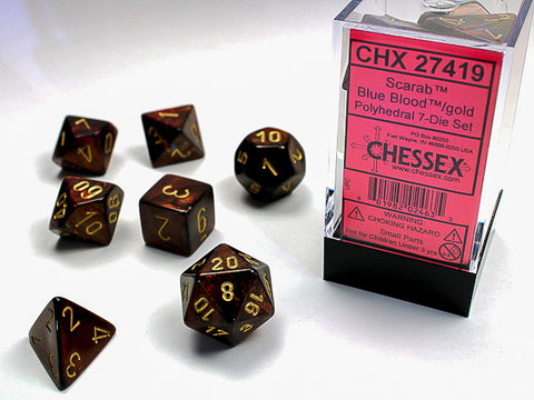 Chessex Dice - Scarab - Blue Blood/Gold