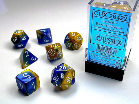 Chessex Dice - Gemini - Blue-Gold/White