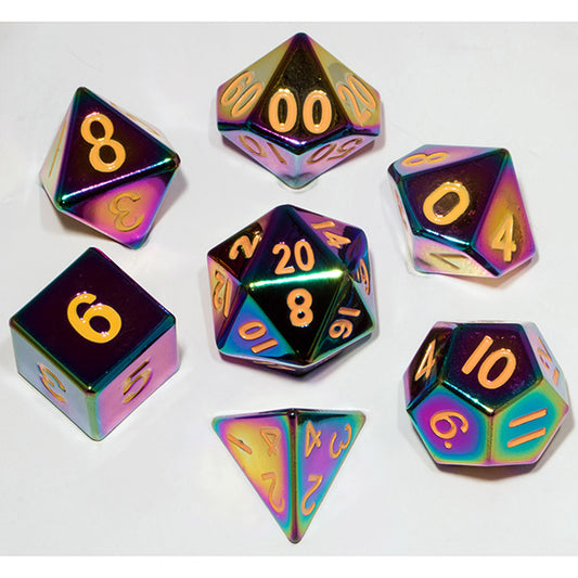 Metal Dice: Torched Rainbow 16mm Poly Set