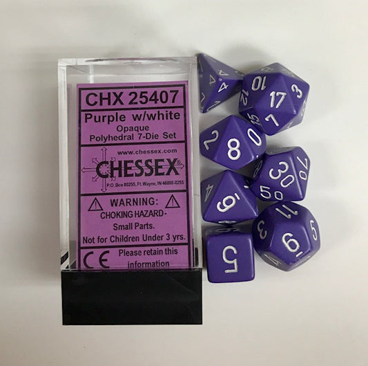 Chessex Dice - Opaque - Purple/White